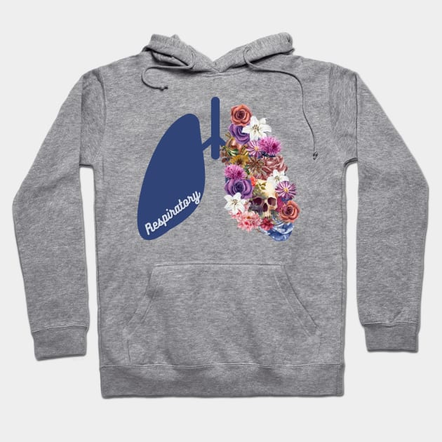 Floral Respiratory Lungs w Skull Hoodie by Sandyschicdesigns